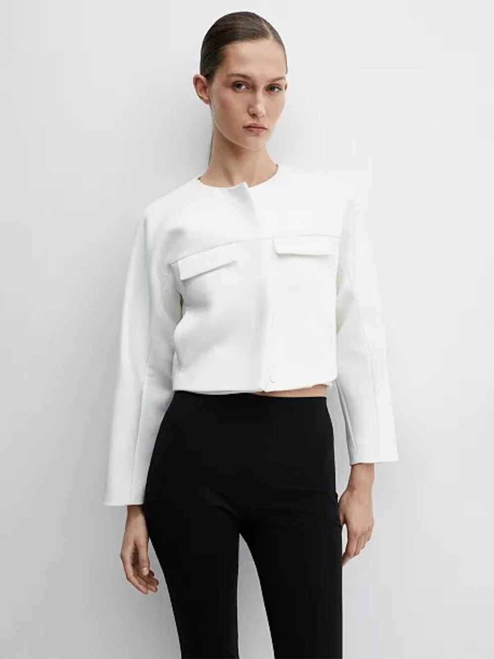 Mango White Lapel Detail Jacket